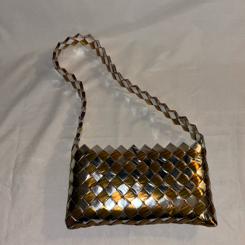 Recycled Wrapper Bag with Handle & Zipper Closure Never Used